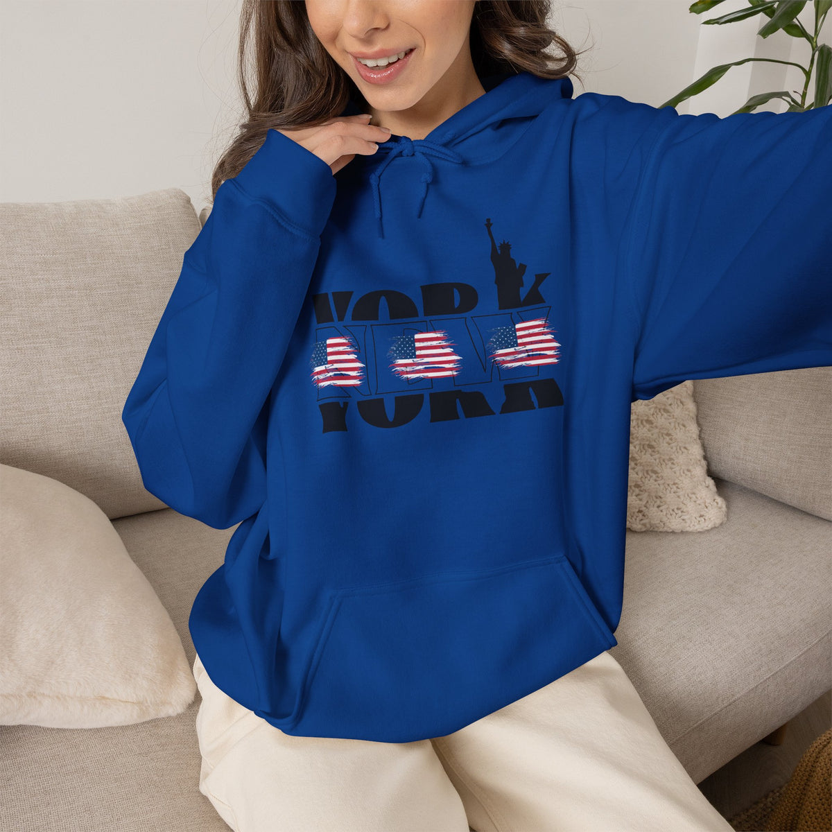 NEW YORK USA Flag Hoodie Premium Design SKIALFA Unisex