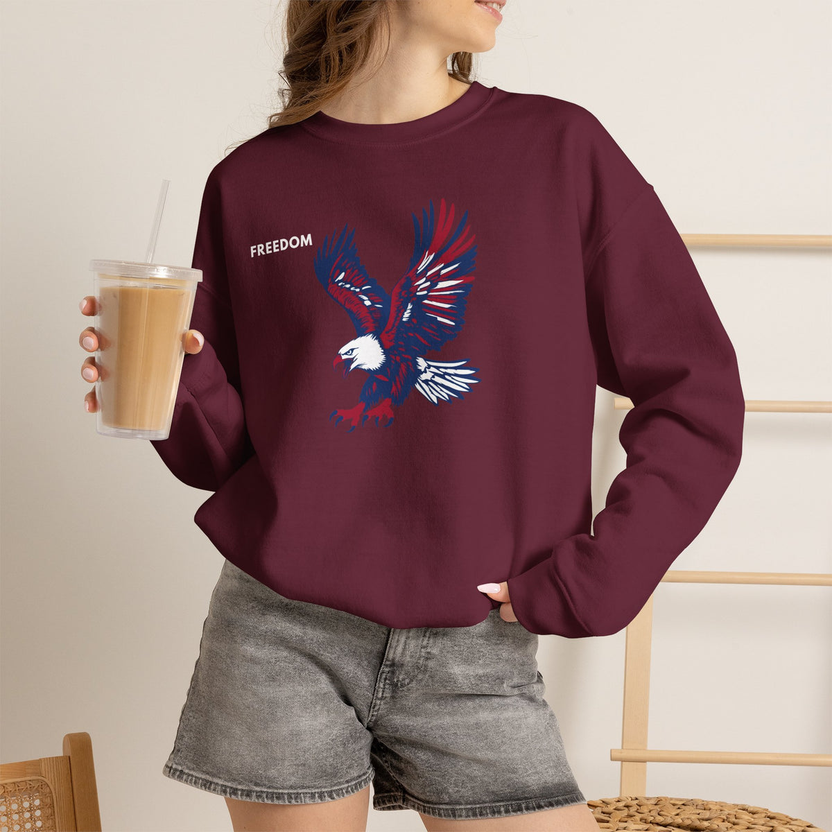 FREEDOM Eagle Sweatshirt Premium Design SKIALFA Unisex