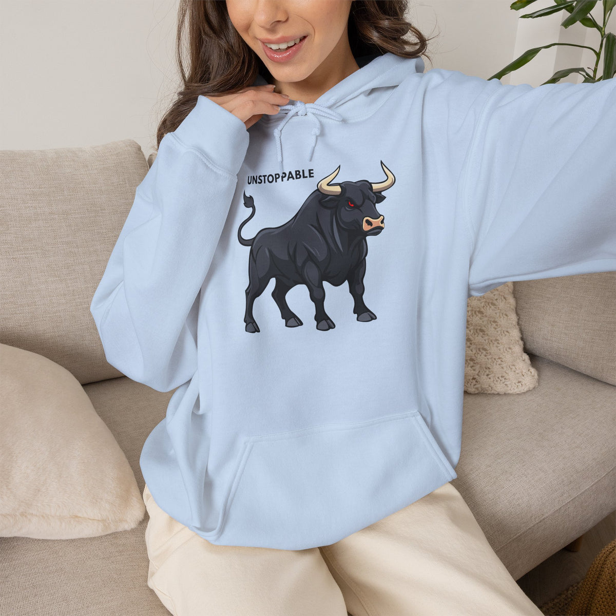 UNSTOPPABLE Bull Hoodie Premium Design SKIALFA Unisex