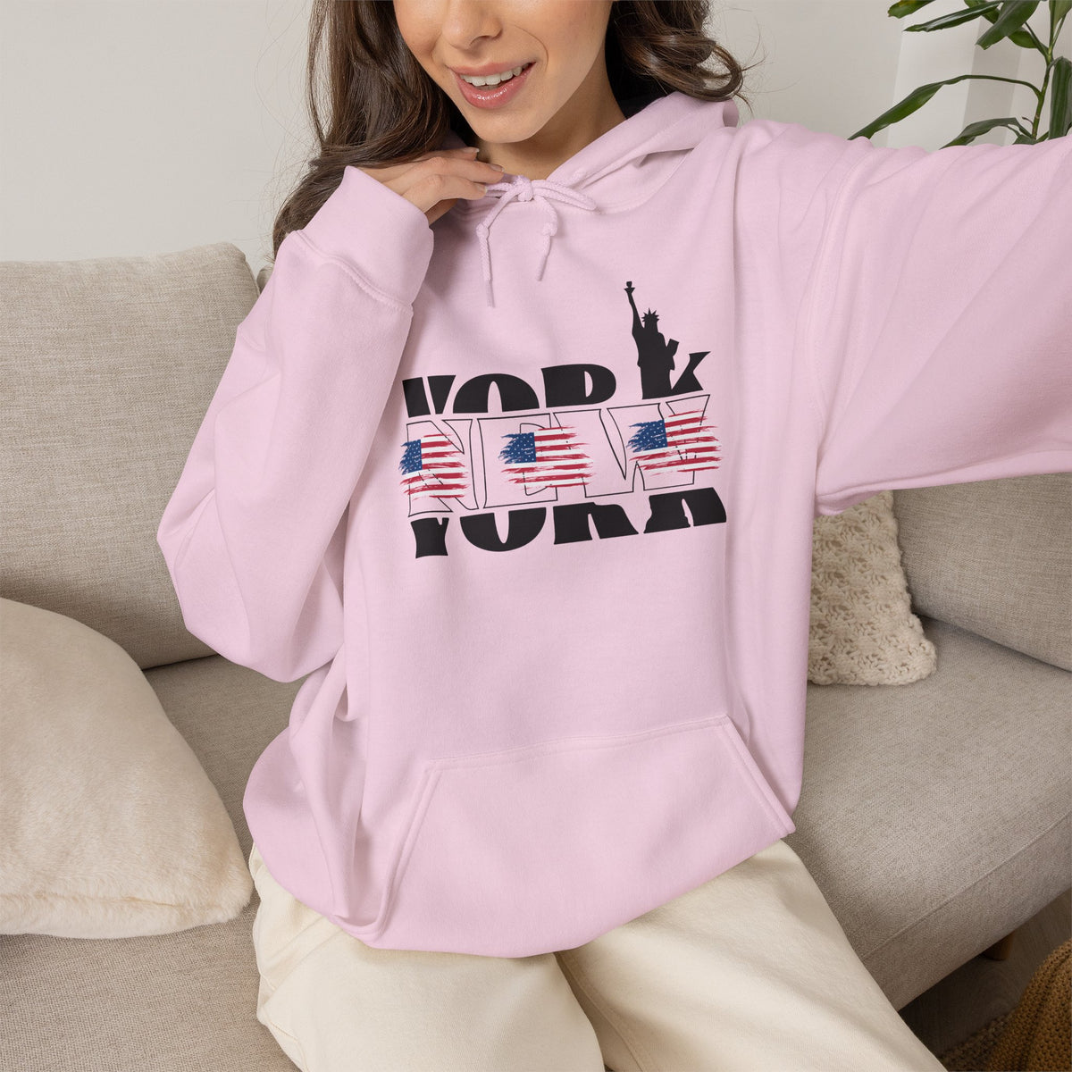 NEW YORK USA Flag Hoodie Premium Design SKIALFA Unisex