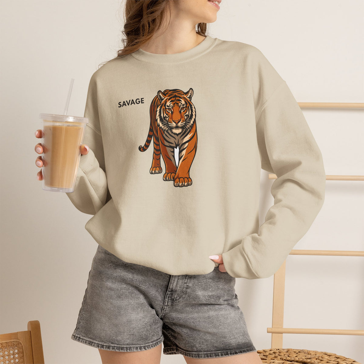 SAVAGE Tiger Sweatshirt Premium Design SKIALFA Unisex