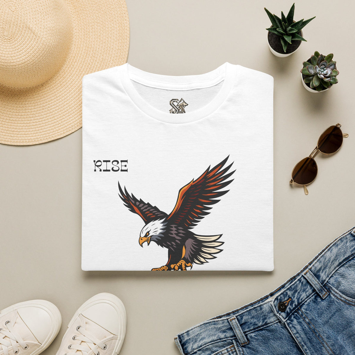 RISE Eagle T-Shirt Premium Design SKIALFA Unisex