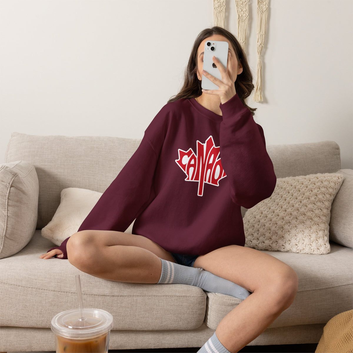 CANADA Leaf Sweatshirt Premium Design SKIALFA Unisex