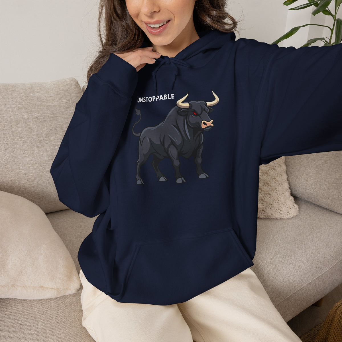 UNSTOPPABLE Bull Hoodie Premium Design SKIALFA Unisex