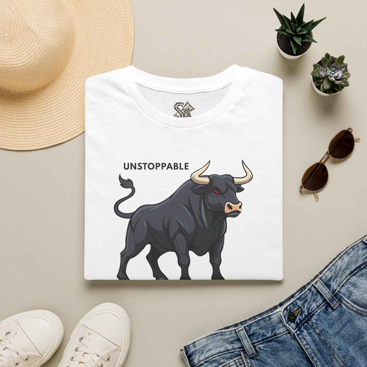 UNSTOPPABLE Bull T-Shirt Premium Design SKIALFA Unisex