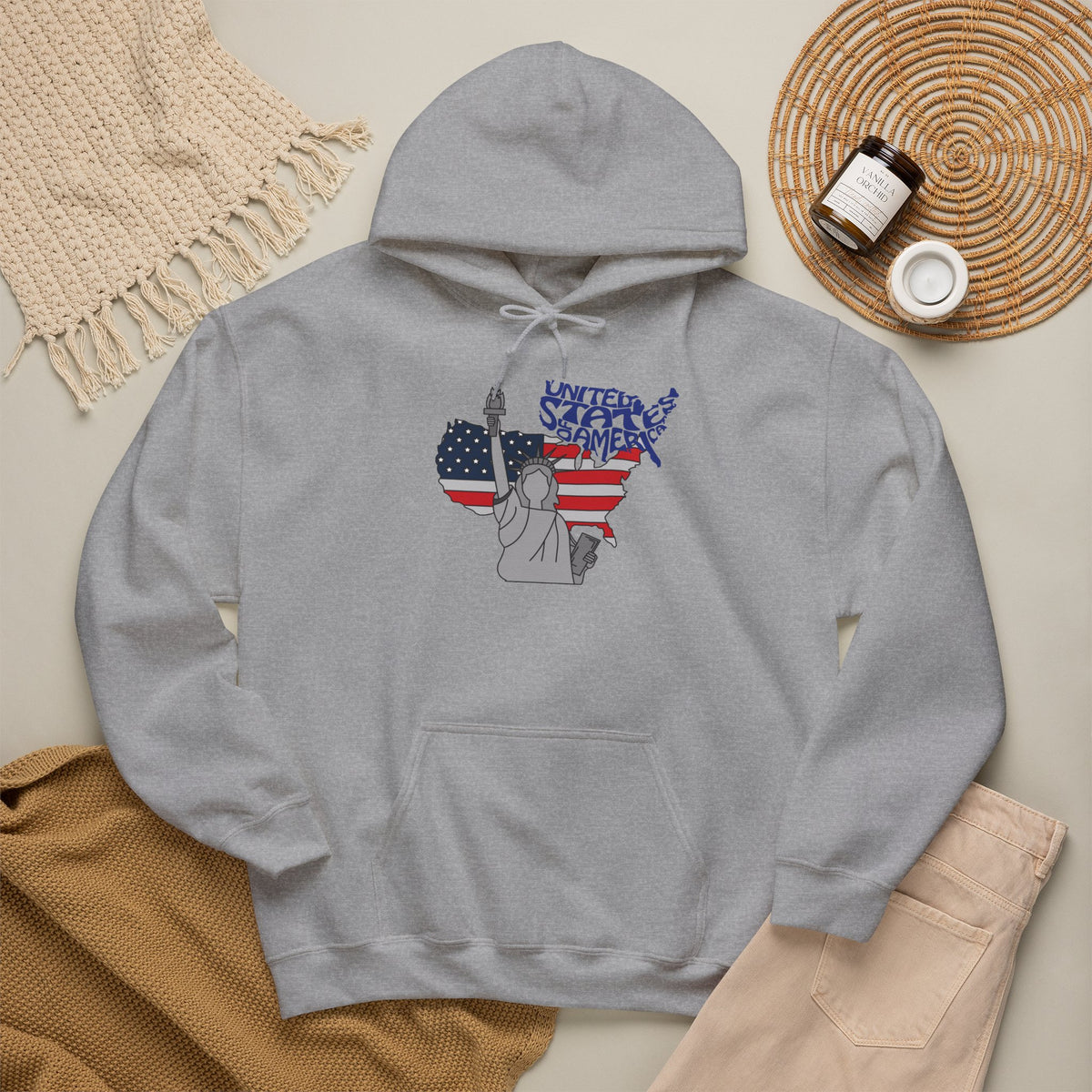 USA Flag Hoodie Premium Design SKIALFA Unisex