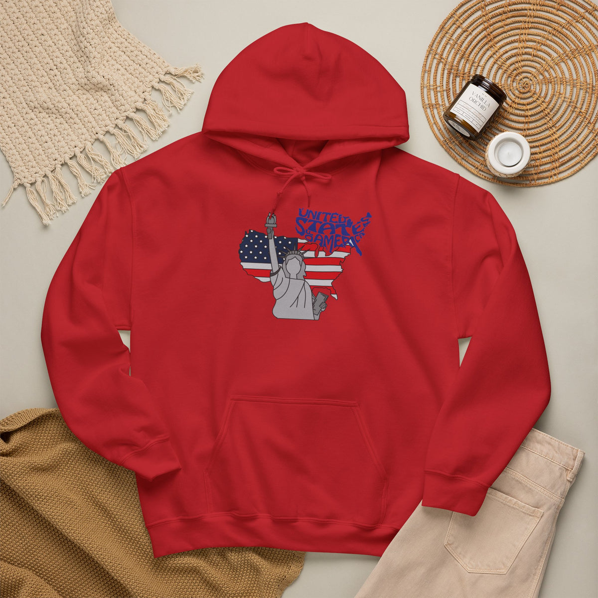 USA Flag Hoodie Premium Design SKIALFA Unisex