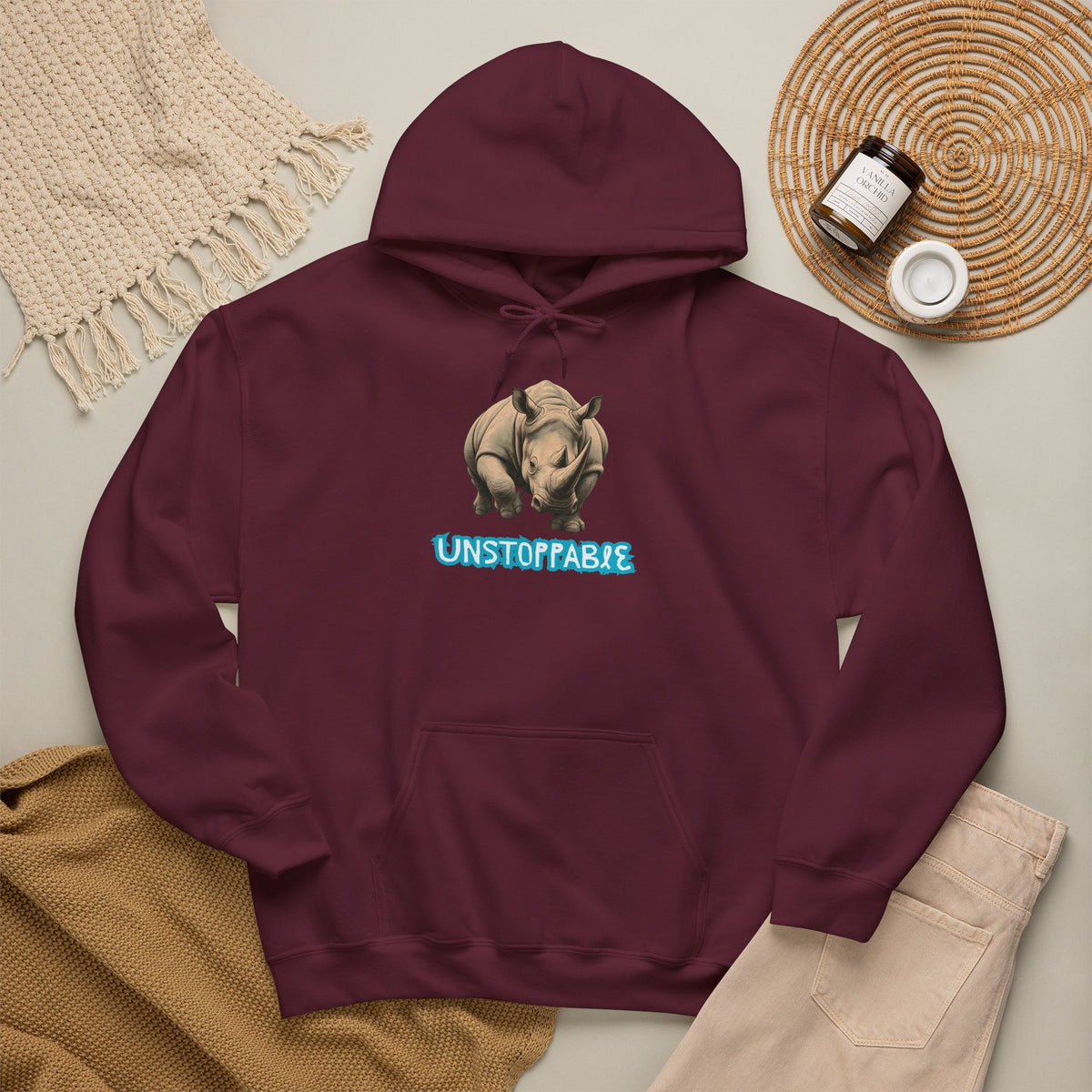 UNSTOPPABLE Rhino Hoodie Premium Design SKIALFA Unisex