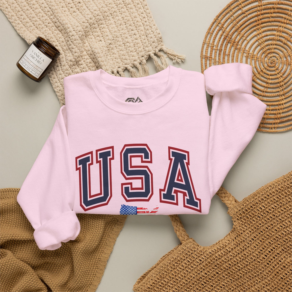 USA Flag Sweatshirt Premium Design SKIALFA Unisex