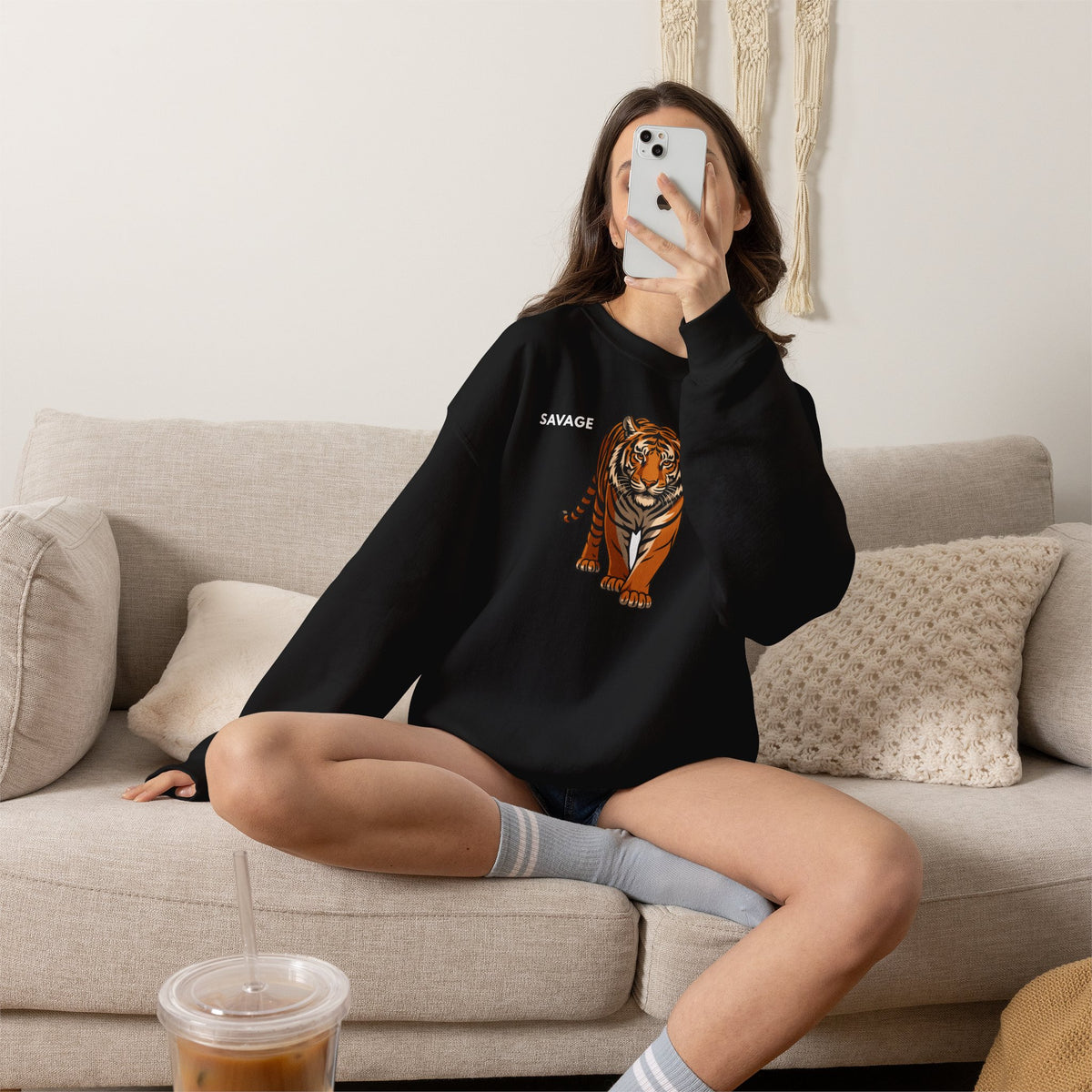 SAVAGE Tiger Sweatshirt Premium Design SKIALFA Unisex