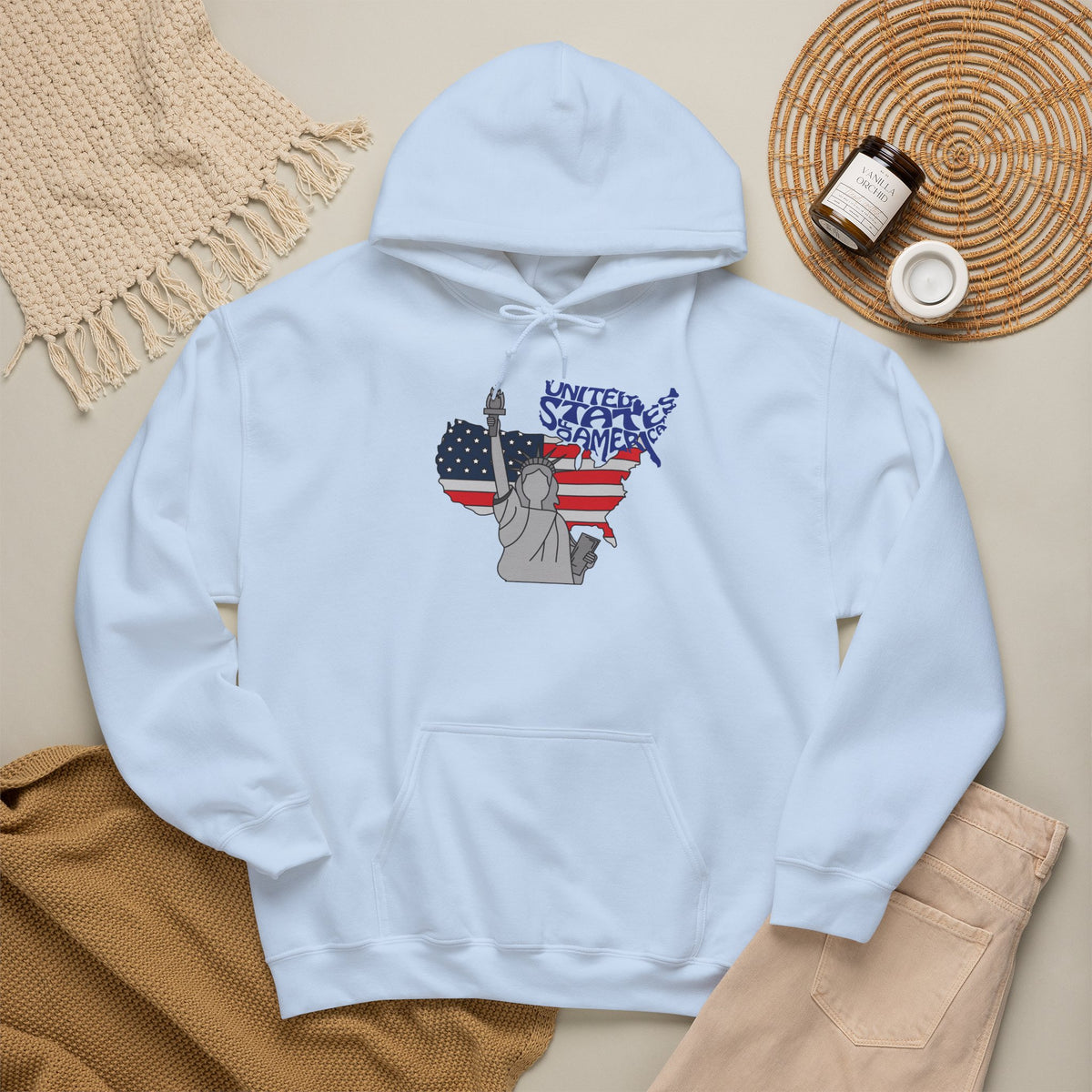 USA Flag Hoodie Premium Design SKIALFA Unisex