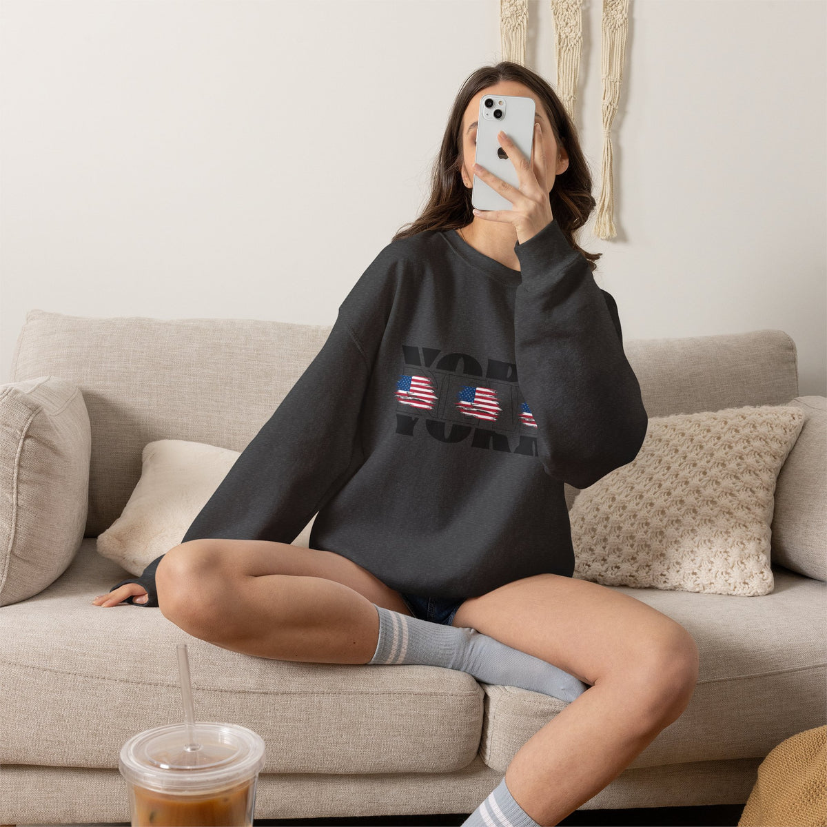 New York American Flag Sweatshirt Premium Design SKIALFA Unisex