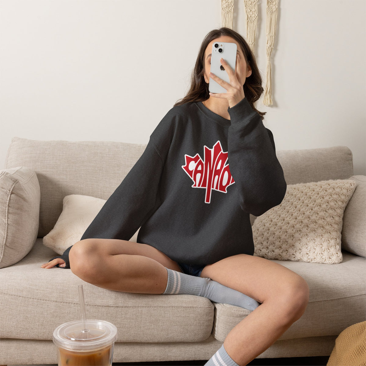 CANADA Leaf Sweatshirt Premium Design SKIALFA Unisex
