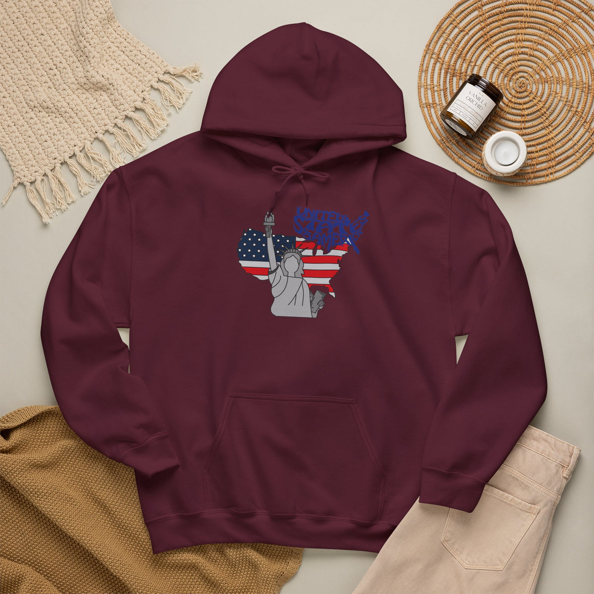 USA Flag Hoodie Premium Design SKIALFA Unisex