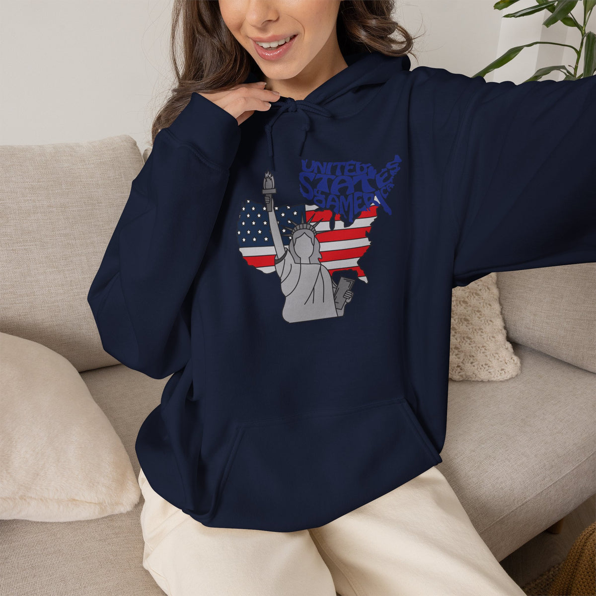 USA Flag Hoodie Premium Design SKIALFA Unisex