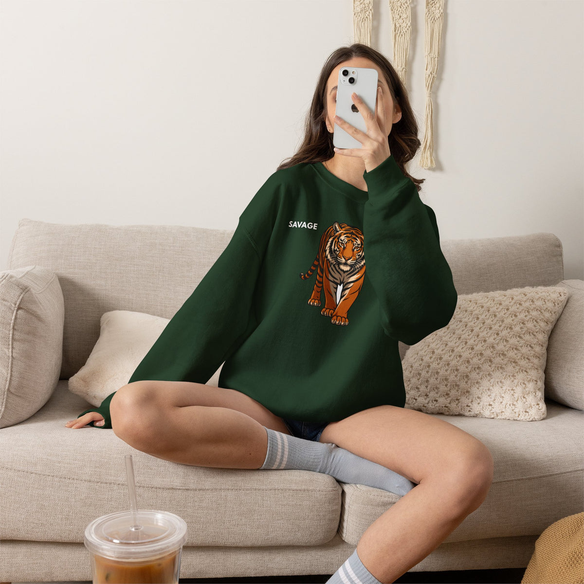 SAVAGE Tiger Sweatshirt Premium Design SKIALFA Unisex