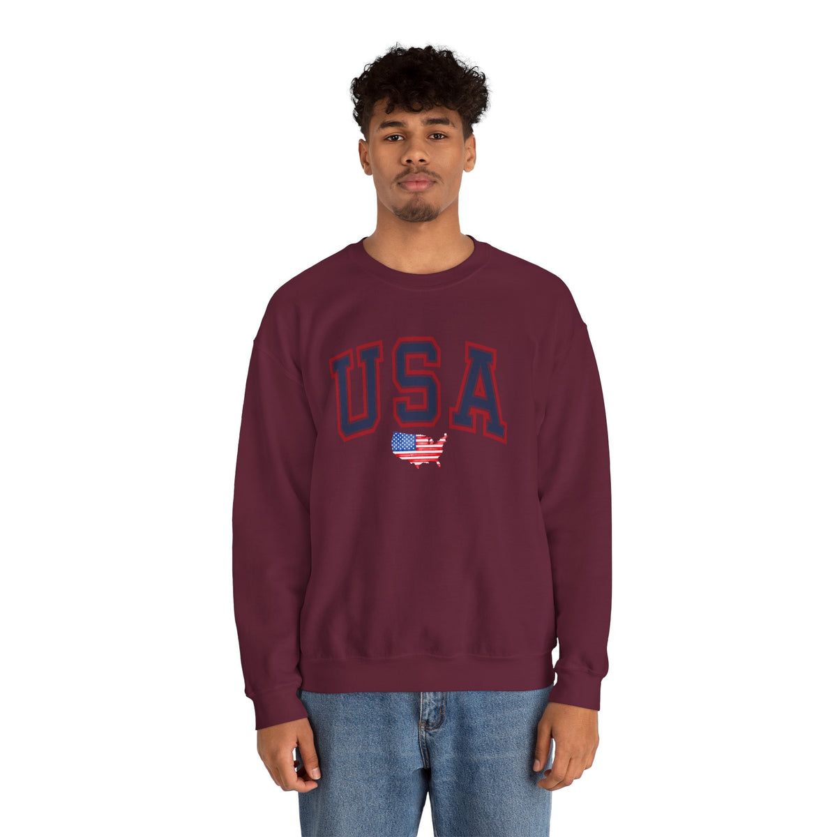 USA Flag Sweatshirt Premium Design SKIALFA Unisex