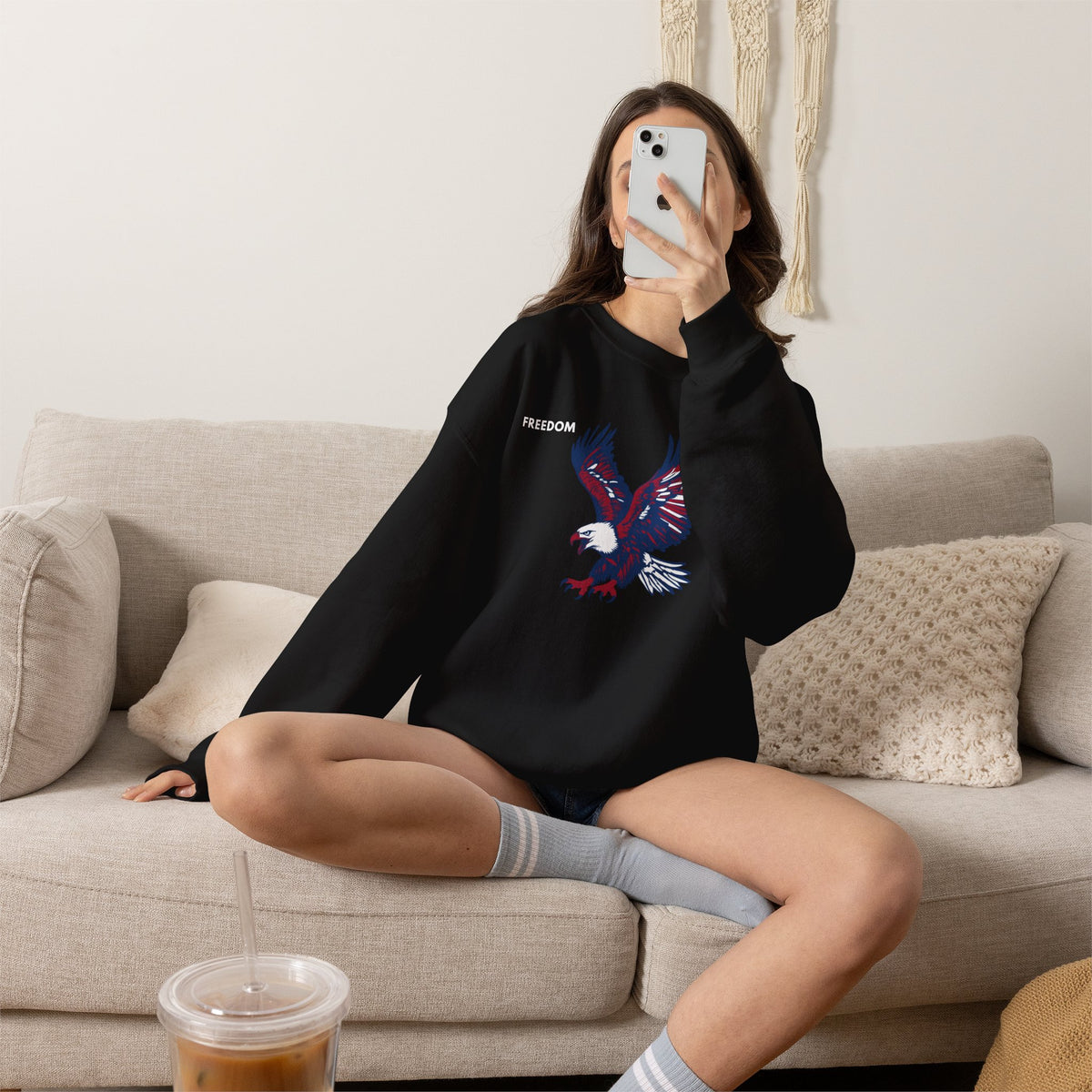 FREEDOM Eagle Sweatshirt Premium Design SKIALFA Unisex