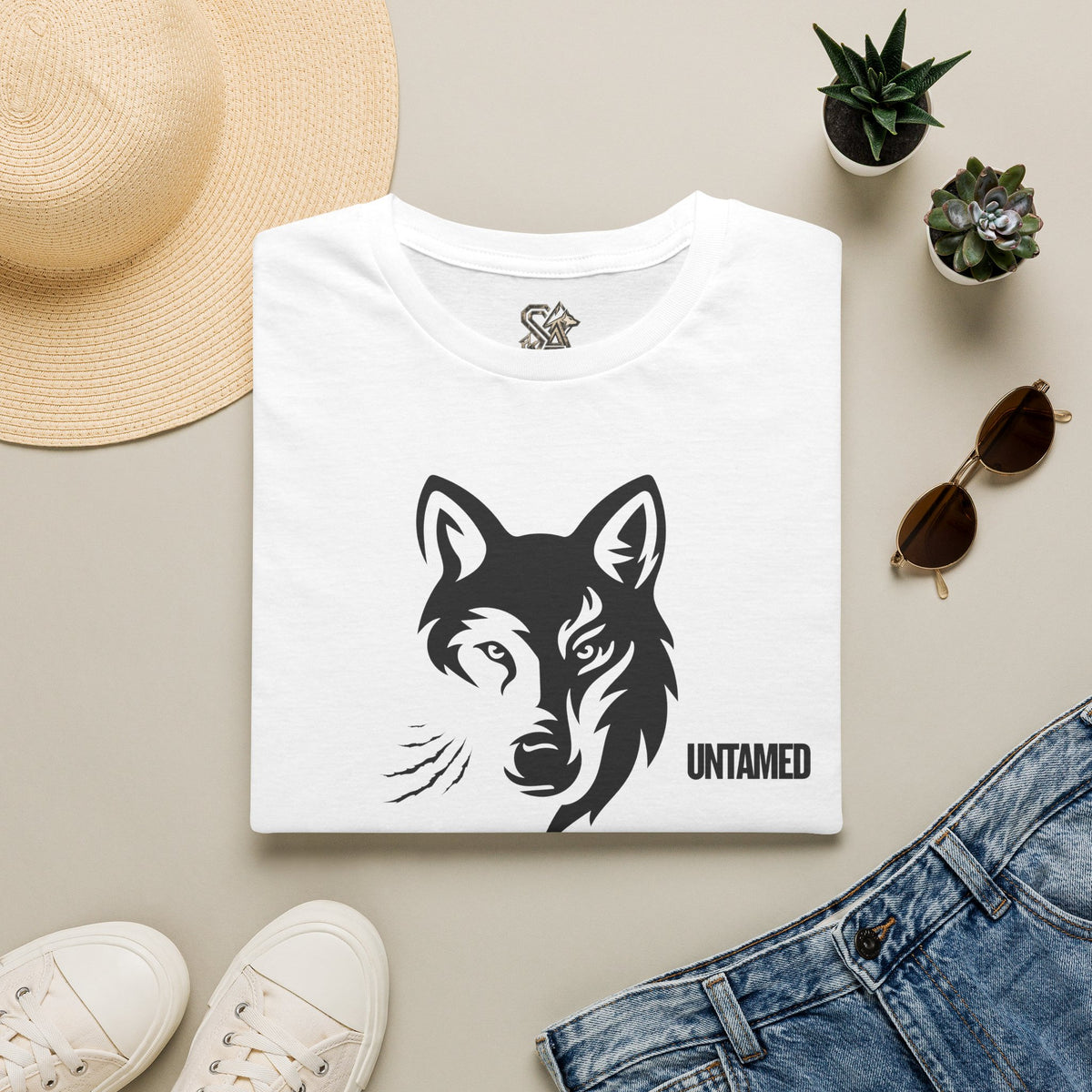 UNTAMED Wolf T-Shirt Premium Design SKIALFA Unisex