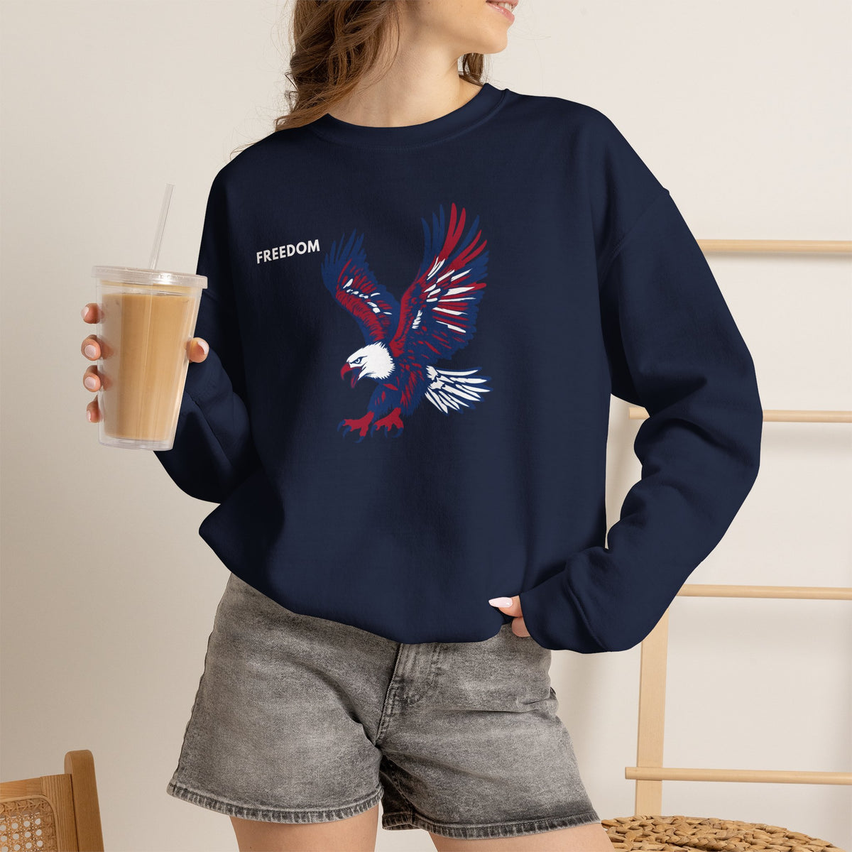 FREEDOM Eagle Sweatshirt Premium Design SKIALFA Unisex