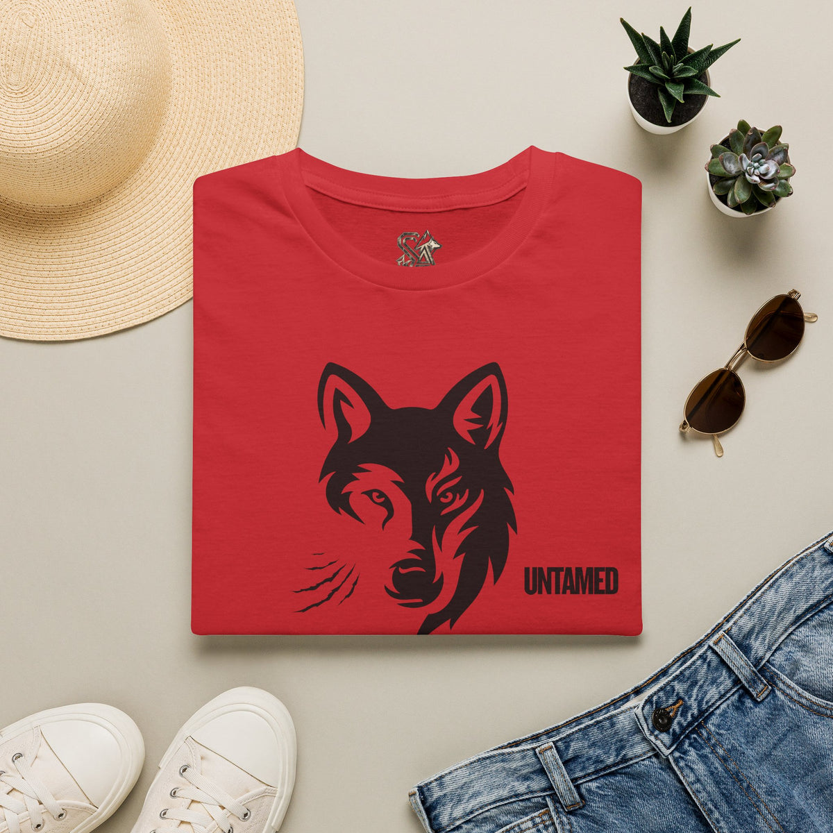UNTAMED Wolf T-Shirt Premium Design SKIALFA Unisex