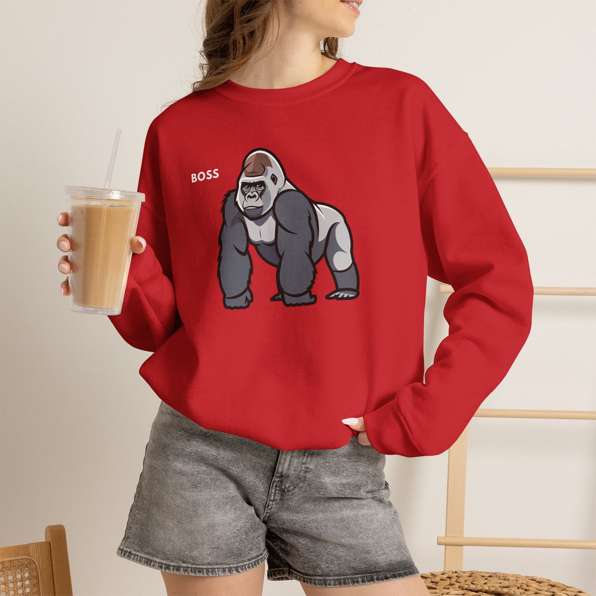 BOSS Gorilla Sweatshirt Premium Design SKIALFA Unisex