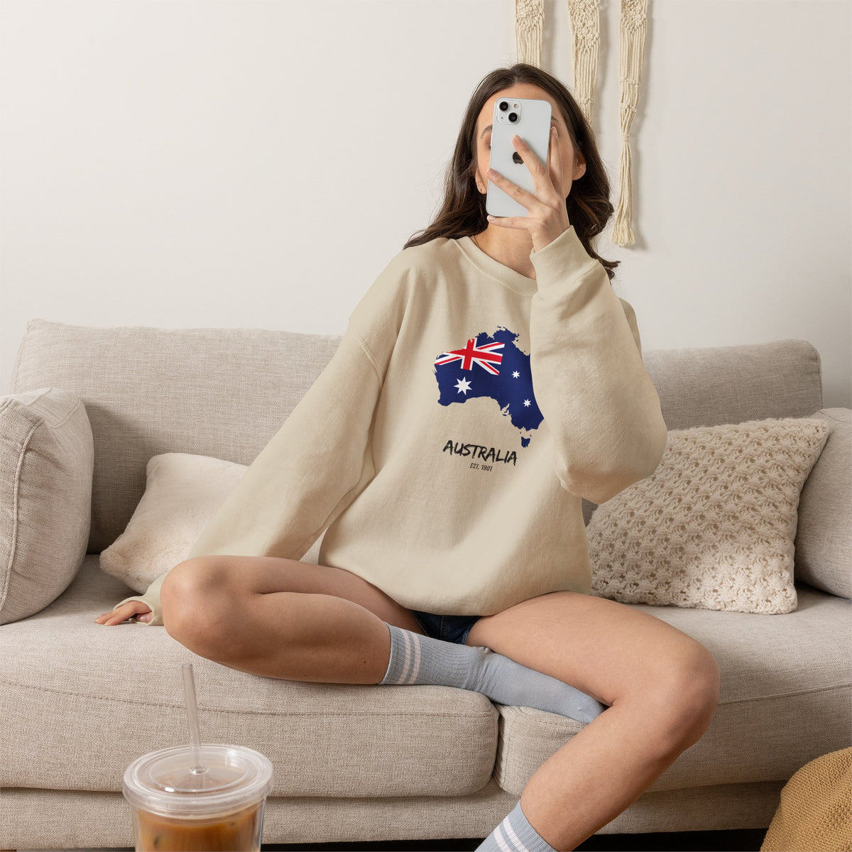 Australia Map Flag Sweatshirt Premium Design SKIALFA Unisex