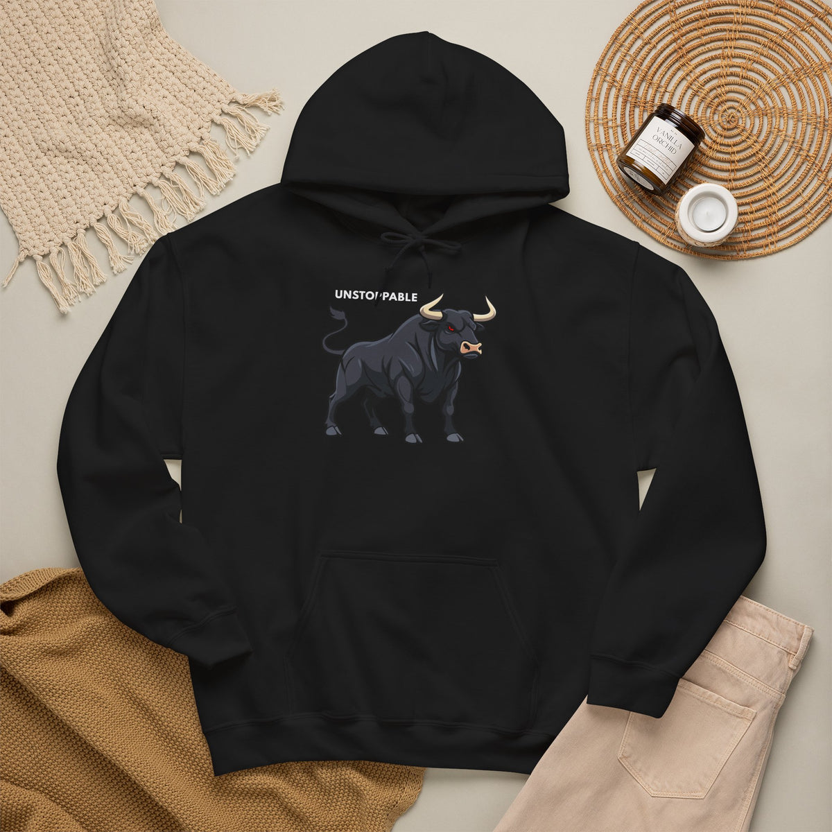 UNSTOPPABLE Bull Hoodie Premium Design SKIALFA Unisex