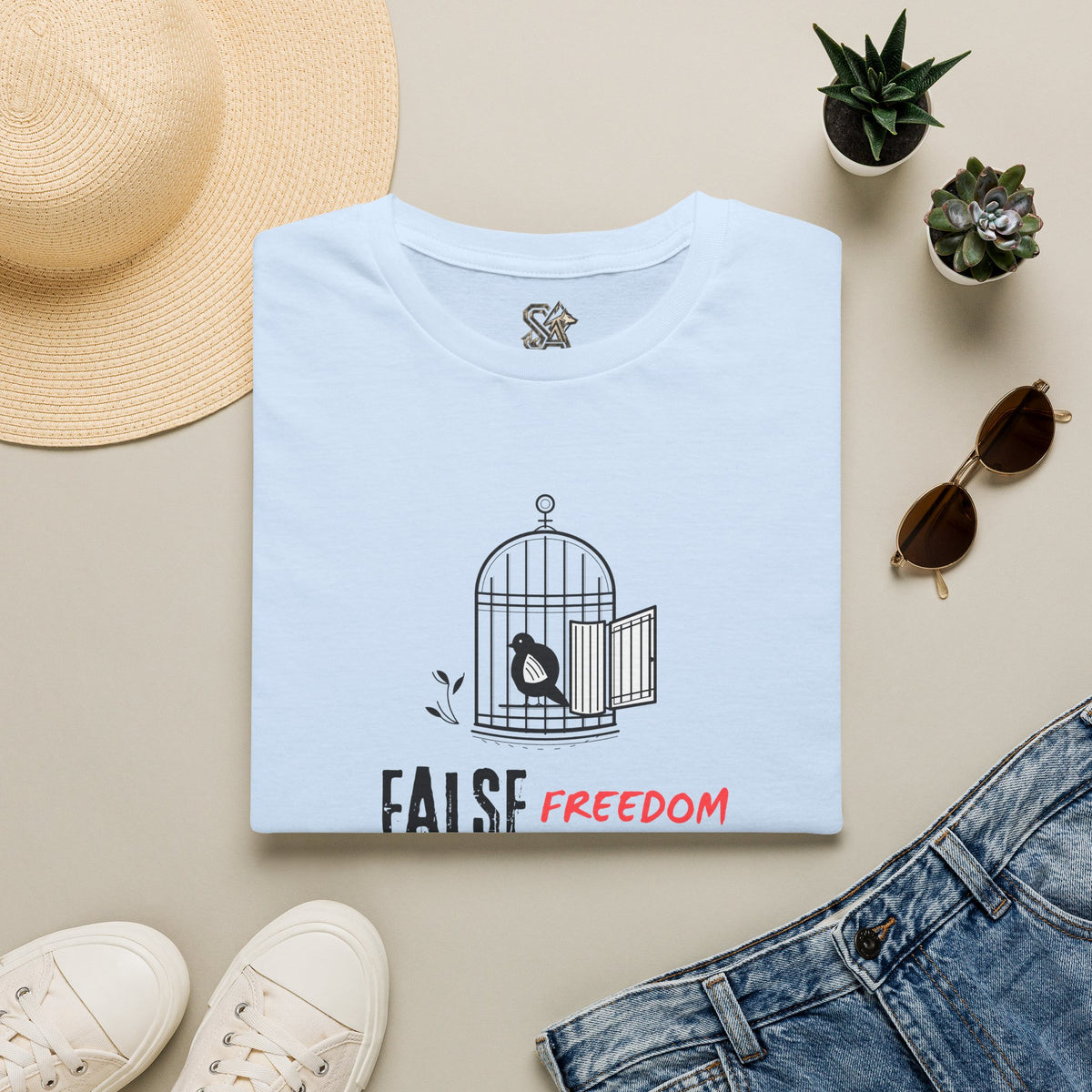 FALSE FREEDOM T-Shirt Premium Design SKIALFA Unisex