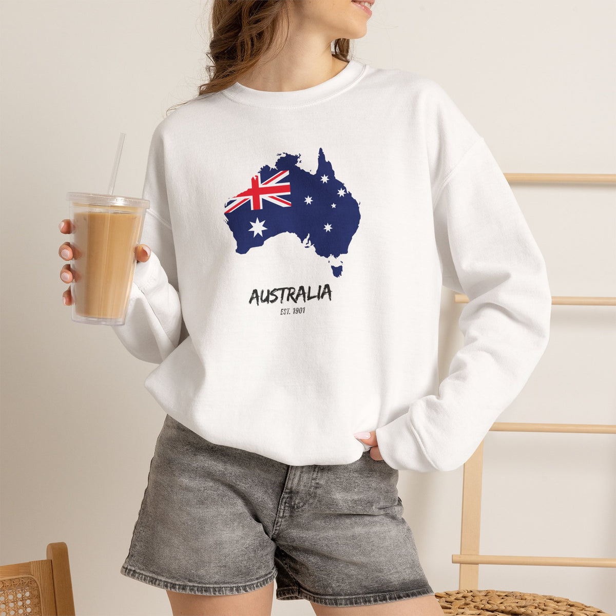 Australia Map Flag Sweatshirt Premium Design SKIALFA Unisex