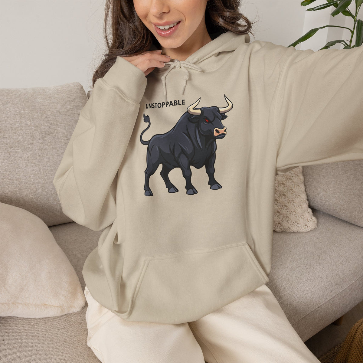 UNSTOPPABLE Bull Hoodie Premium Design SKIALFA Unisex