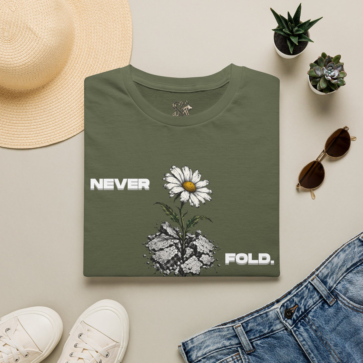 NEVER FOLD T-Shirt Premium Design SKIALFA Unisex
