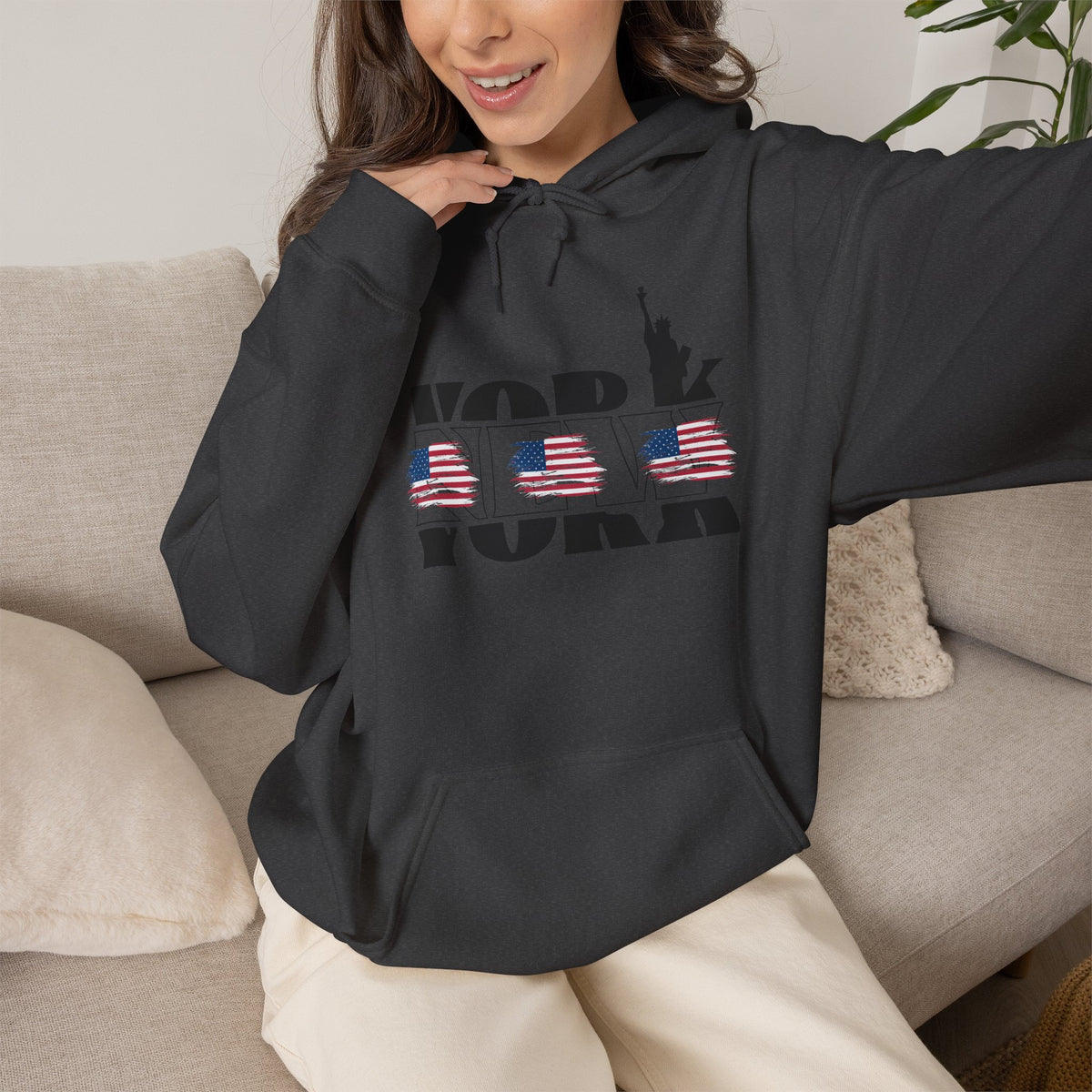 NEW YORK USA Flag Hoodie Premium Design SKIALFA Unisex