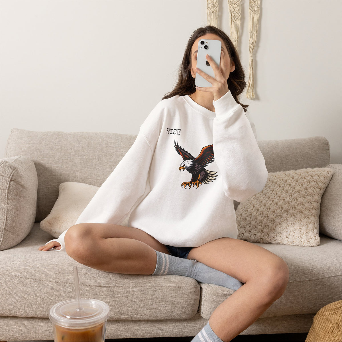 RISE Eagle Sweatshirt Premium Design SKIALFA Unisex