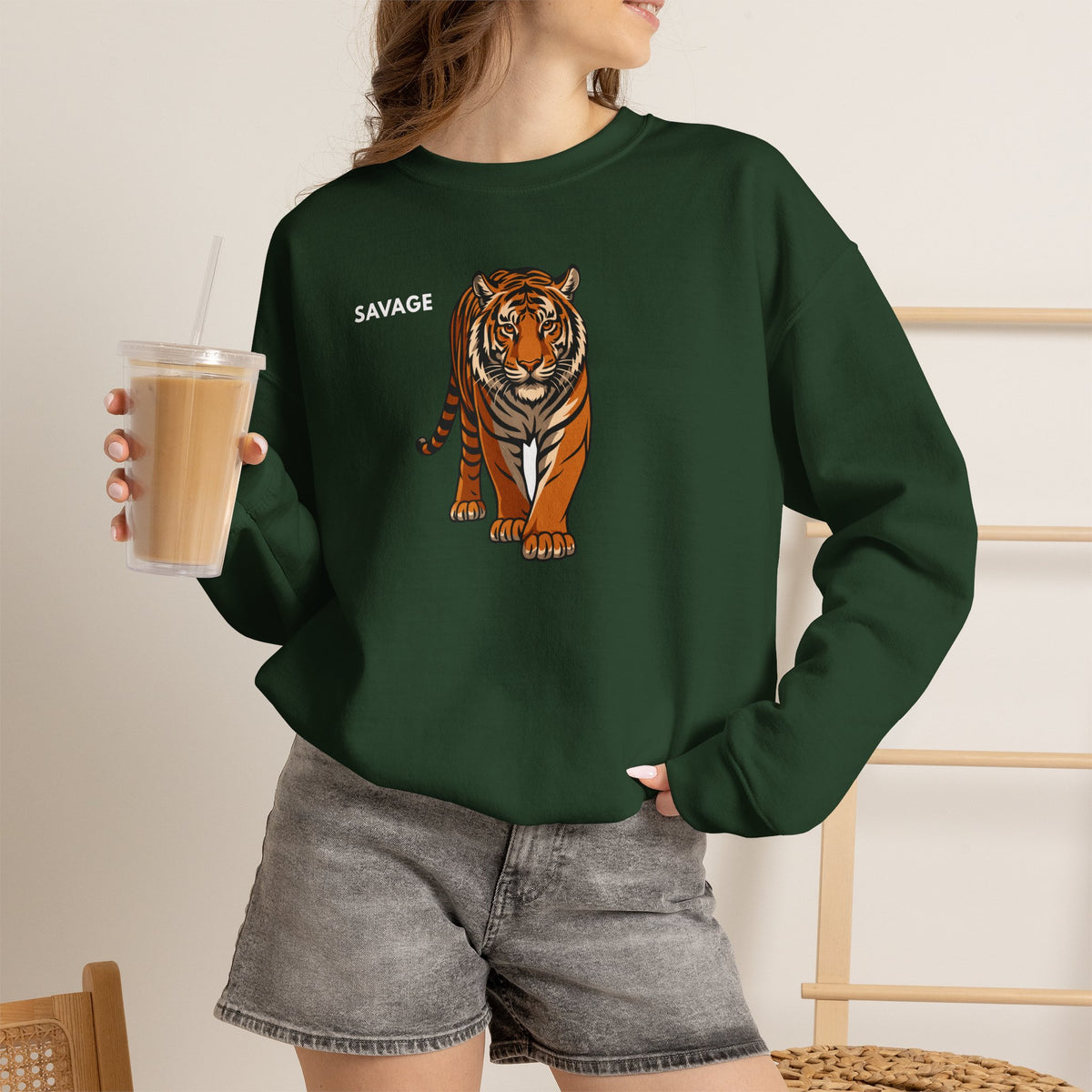 SAVAGE Tiger Sweatshirt Premium Design SKIALFA Unisex
