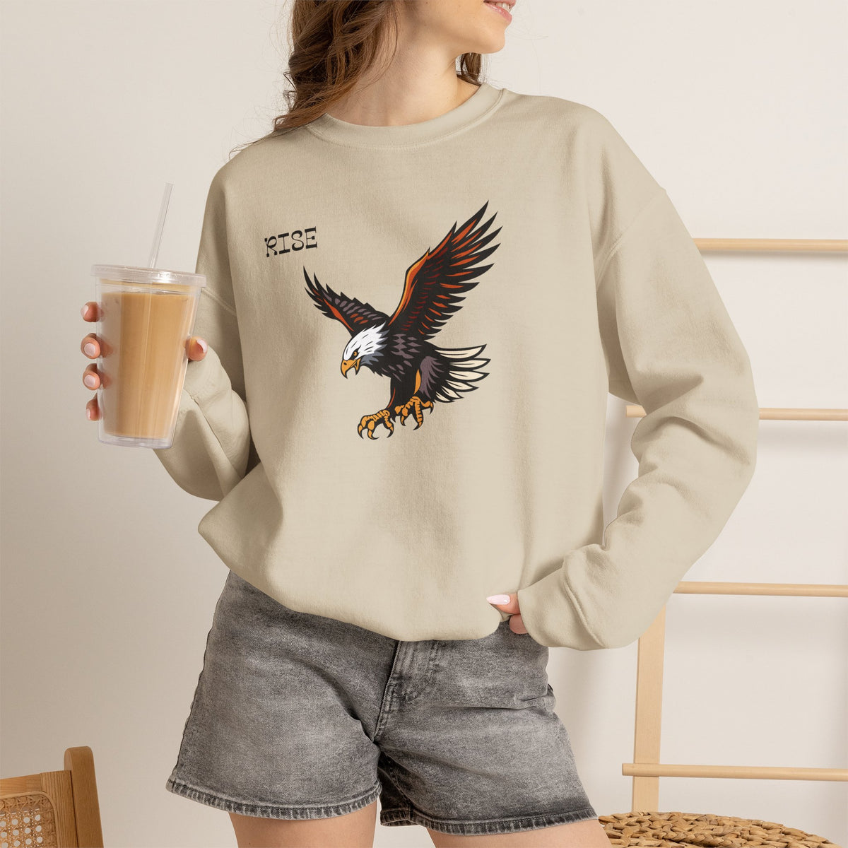 RISE Eagle Sweatshirt Premium Design SKIALFA Unisex