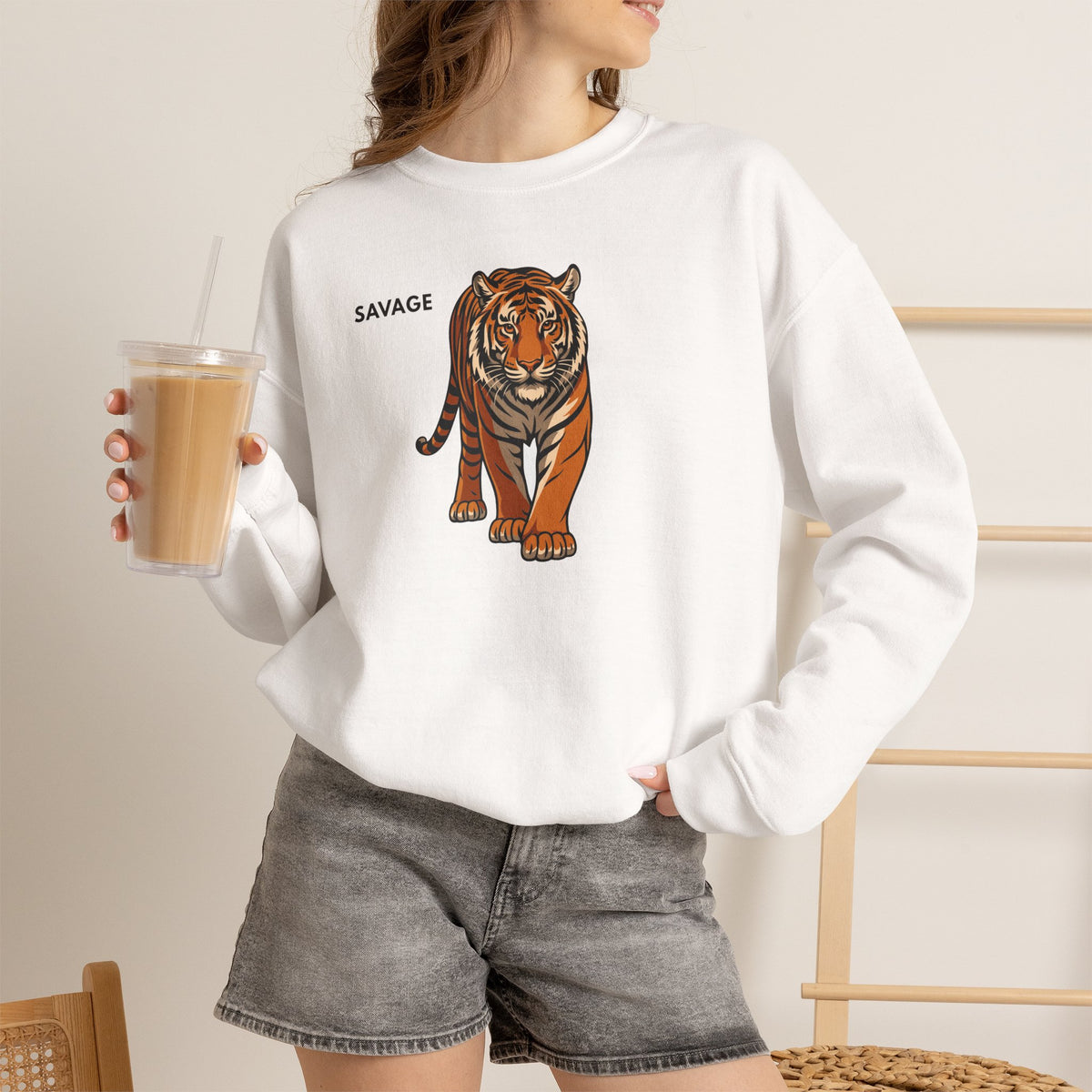 SAVAGE Tiger Sweatshirt Premium Design SKIALFA Unisex