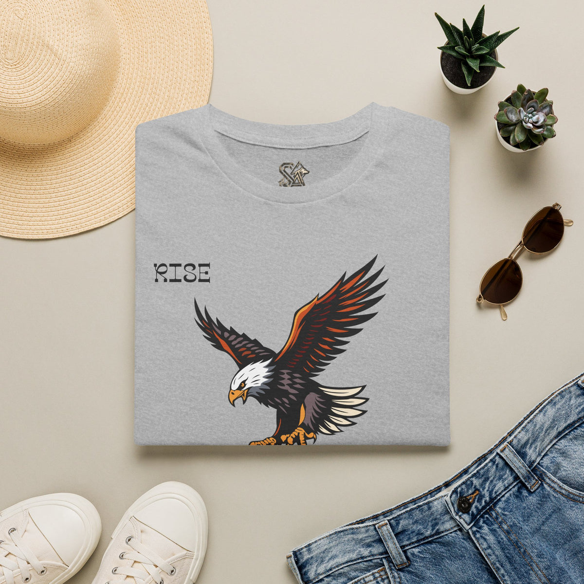 RISE Eagle T-Shirt Premium Design SKIALFA Unisex