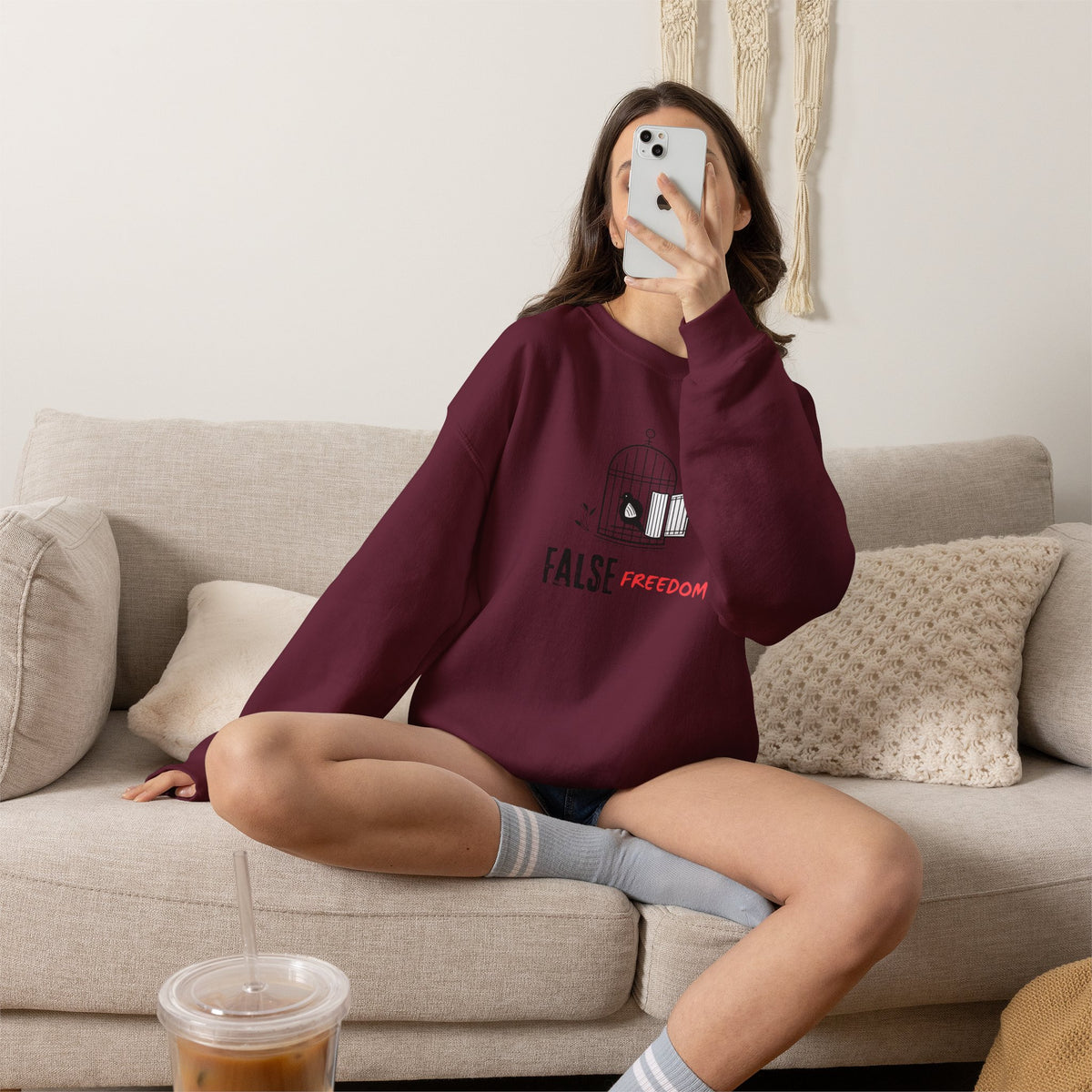 FALSE FREEDOM Sweatshirt Premium Design SKIALFA Unisex