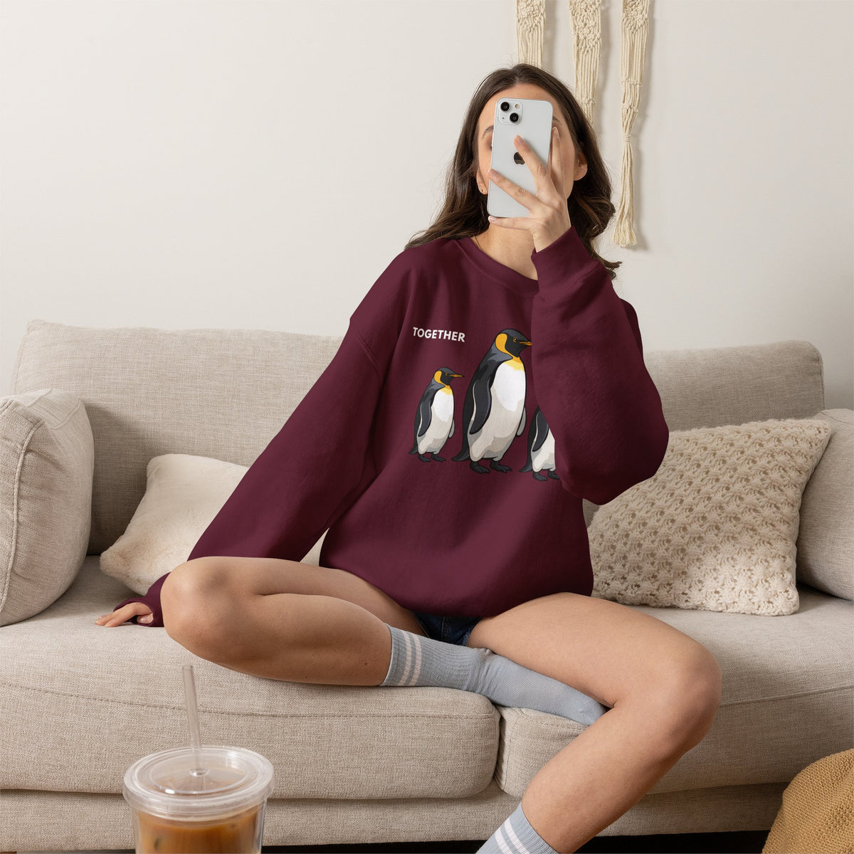 TOGETHER Penguin Sweatshirt Premium Design SKIALFA Unisex