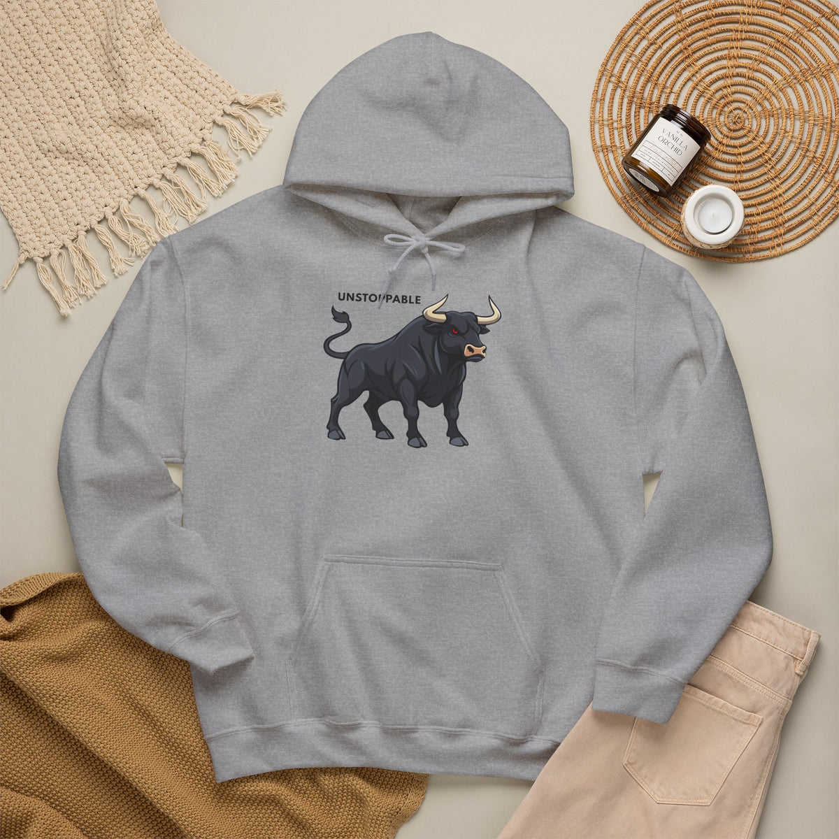 UNSTOPPABLE Bull Hoodie Premium Design SKIALFA Unisex