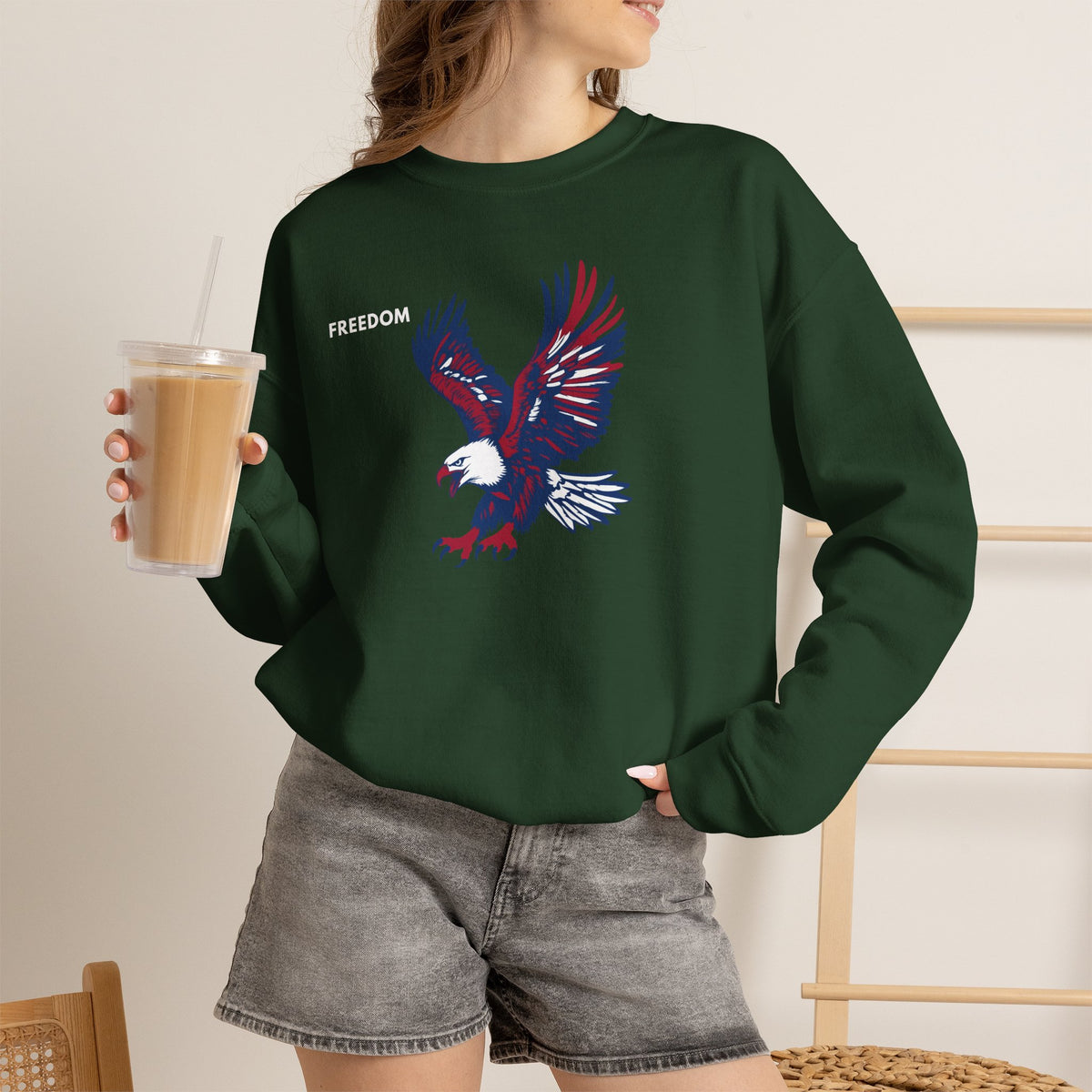 FREEDOM Eagle Sweatshirt Premium Design SKIALFA Unisex
