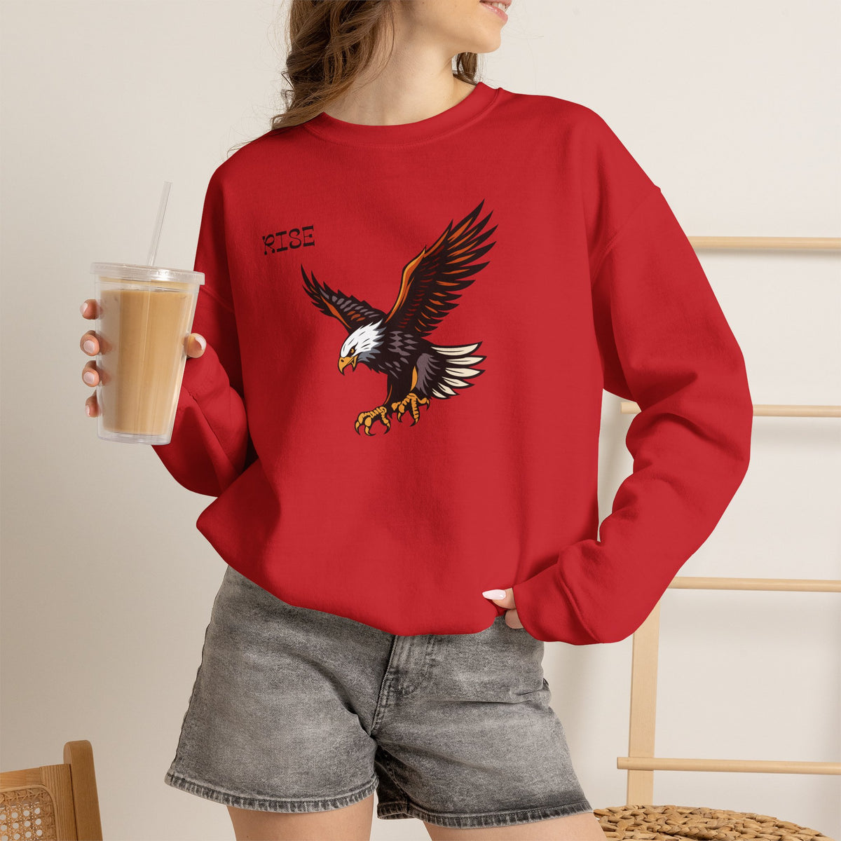RISE Eagle Sweatshirt Premium Design SKIALFA Unisex