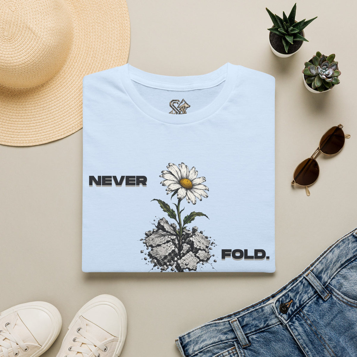 NEVER FOLD T-Shirt Premium Design SKIALFA Unisex