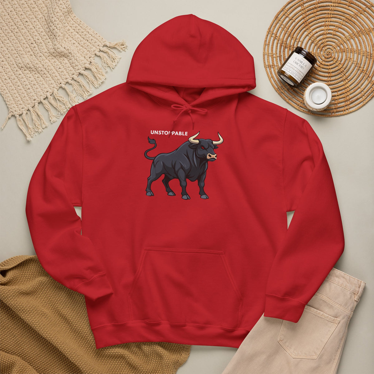 UNSTOPPABLE Bull Hoodie Premium Design SKIALFA Unisex