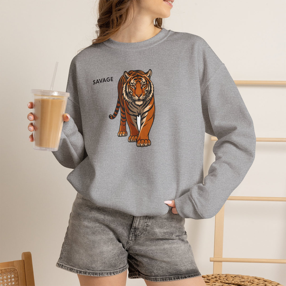SAVAGE Tiger Sweatshirt Premium Design SKIALFA Unisex