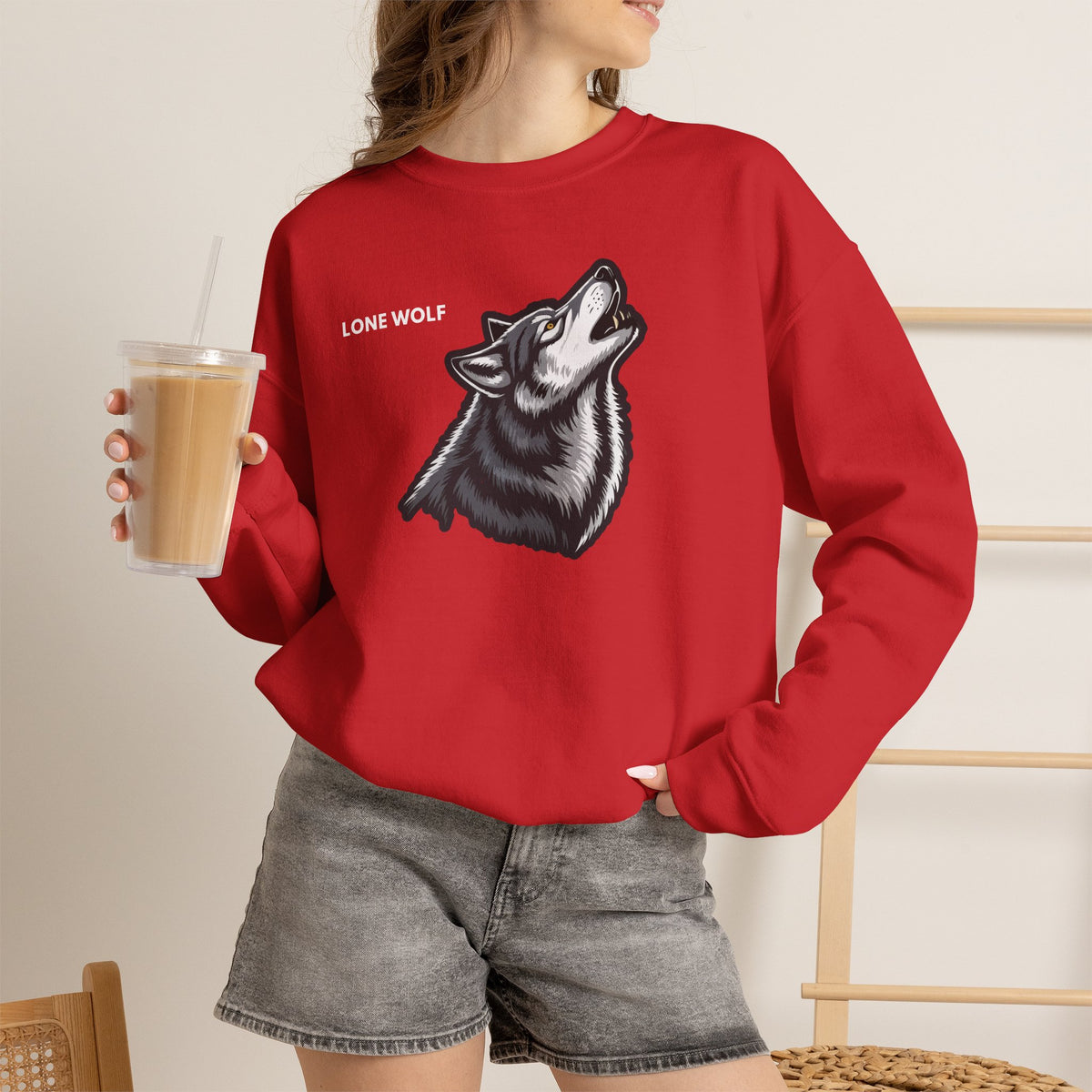 LONE WOLF Sweatshirt Premium Design SKIALFA Unisex