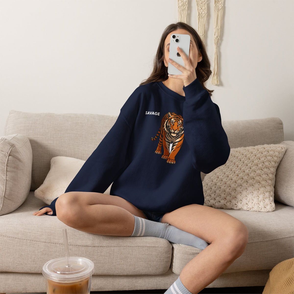 SAVAGE Tiger Sweatshirt Premium Design SKIALFA Unisex