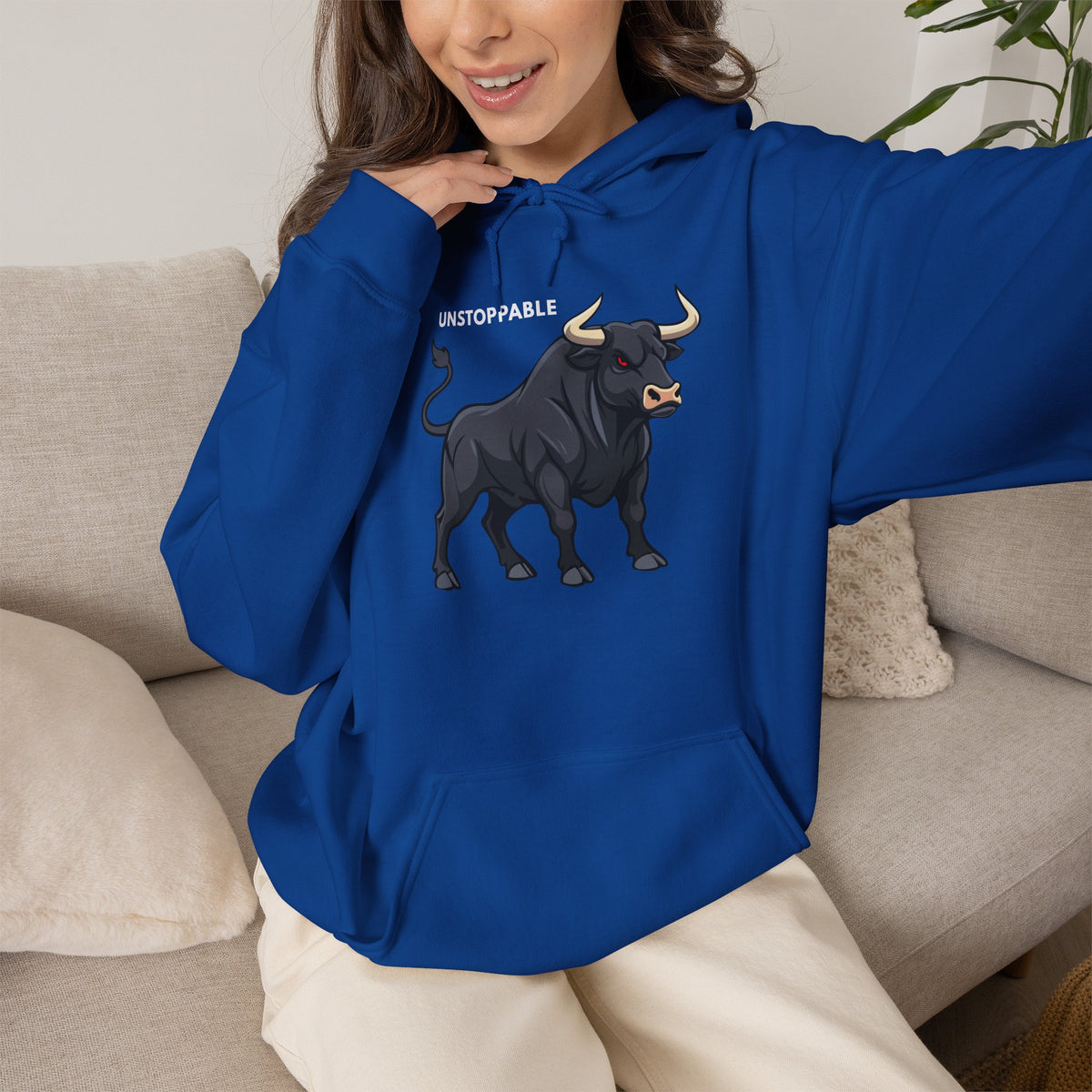 UNSTOPPABLE Bull Hoodie Premium Design SKIALFA Unisex