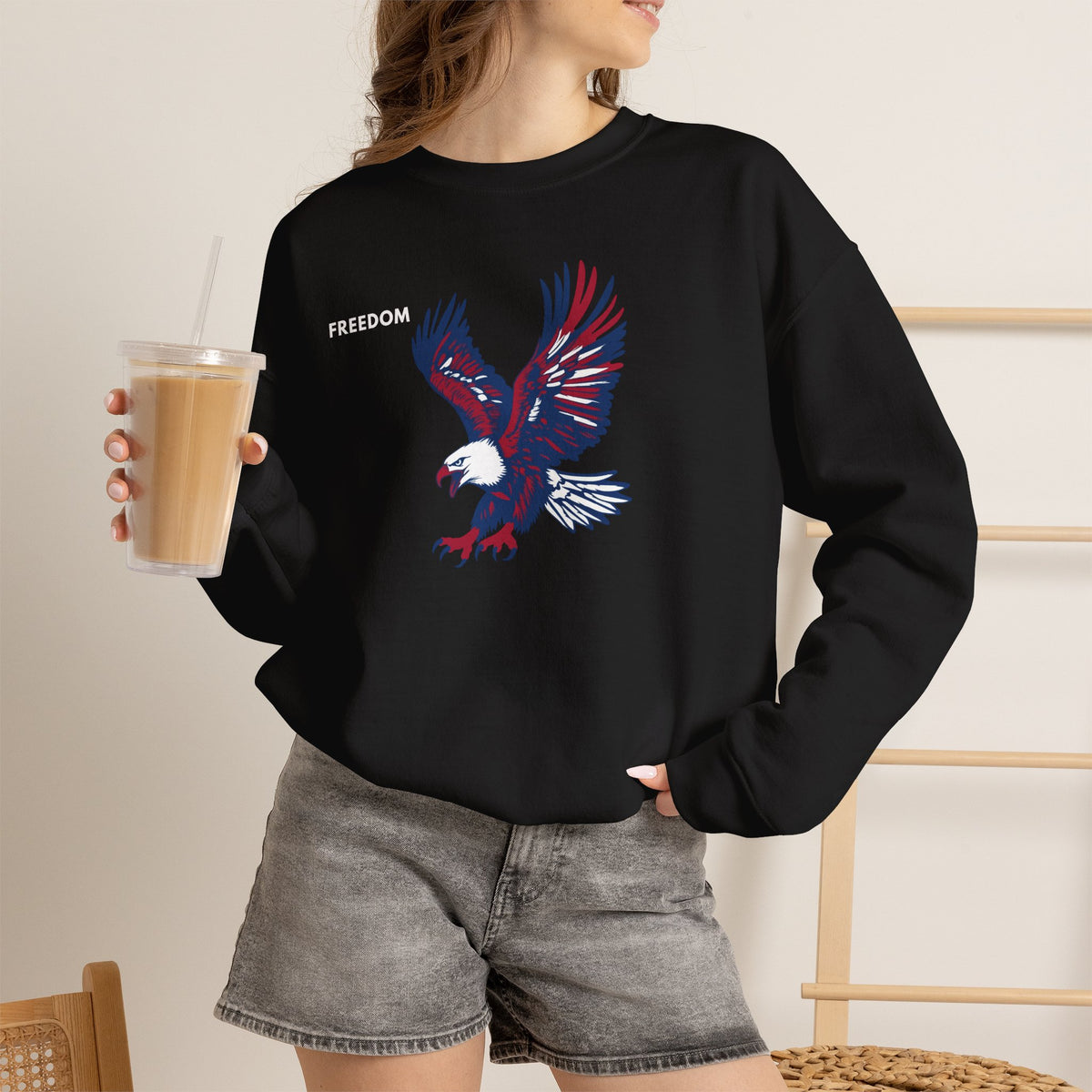 FREEDOM Eagle Sweatshirt Premium Design SKIALFA Unisex